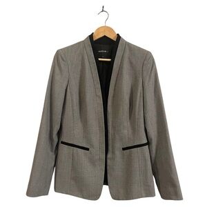 Lafayette 148 Wool Blend Single Button Gray Collarless Blazer 8